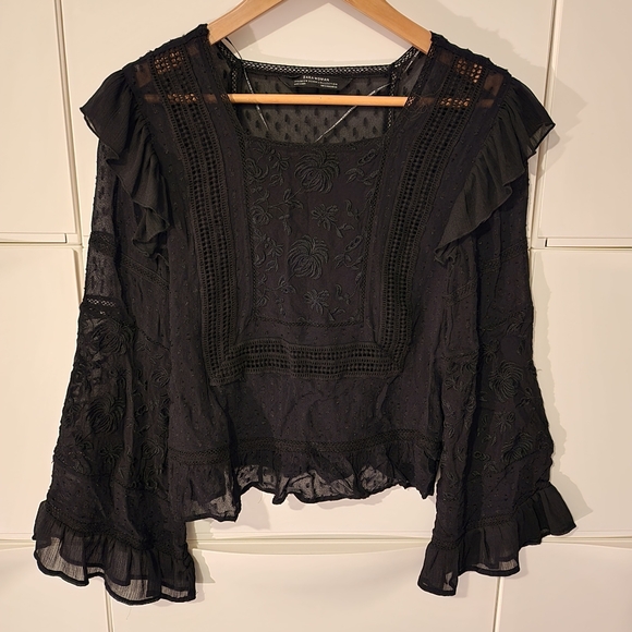 Zara Bell Sleeve Gothic Sheer Blouse - Picture 5 of 7